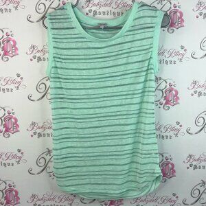 Kismet tank top sparkly blue Mint Green Striped Tank Top shimmer shirt